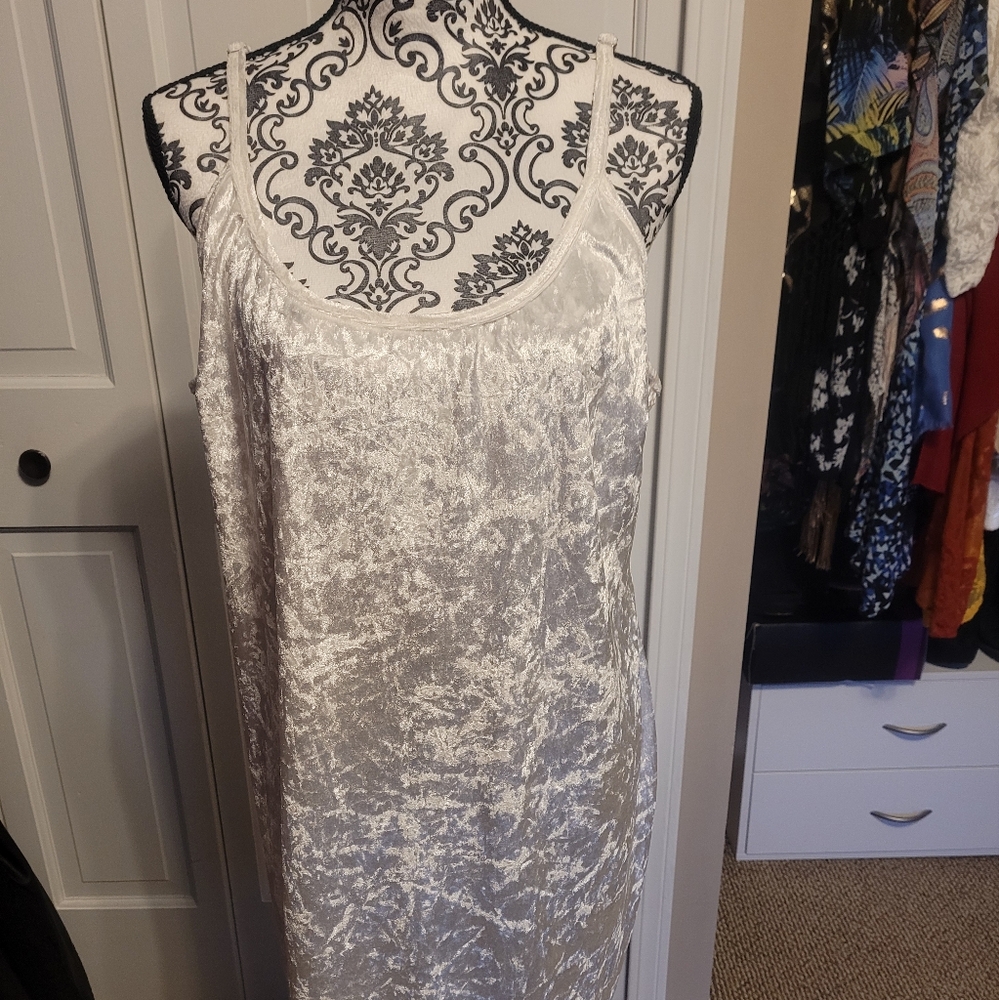 CurvySense White Crushed Velvet Dress